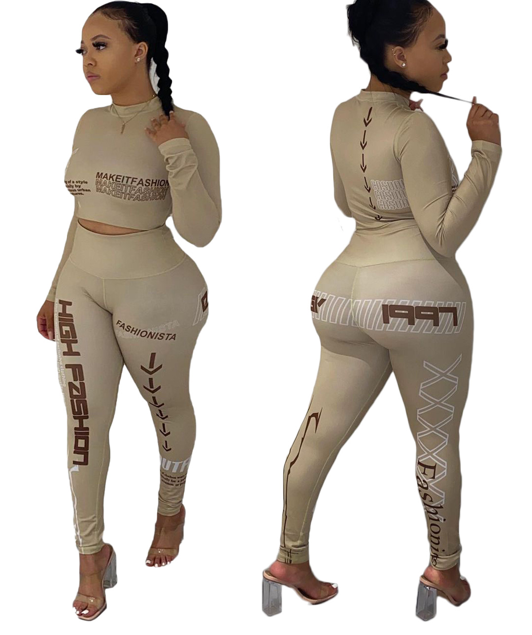 Letter Printing Two-piece Women's Clothing 1622096691698