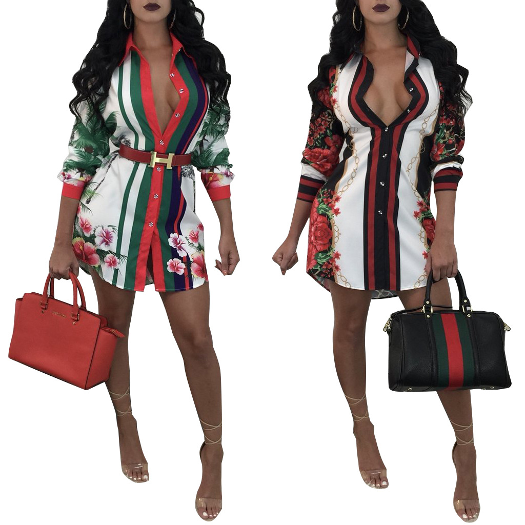 Printed shirt dress multicolor women's clothing undefined