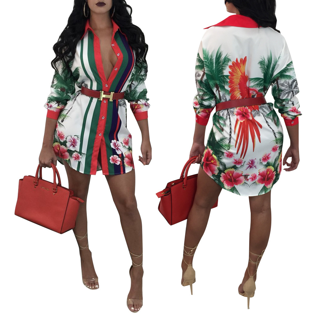 Printed shirt dress multicolor women's clothing undefined