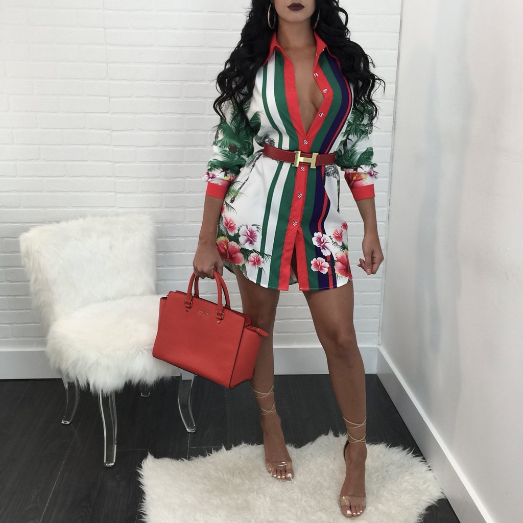 Printed shirt dress multicolor women's clothing undefined