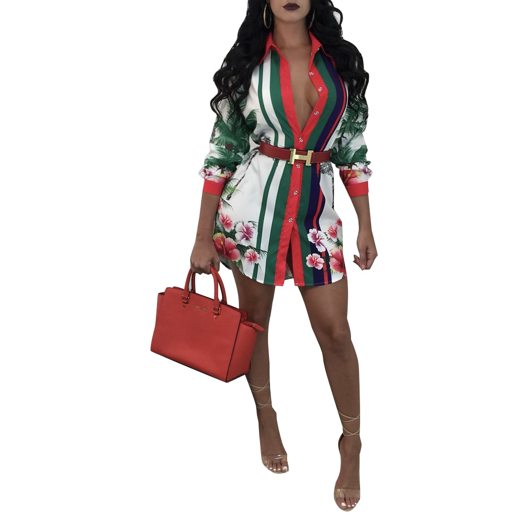 Printed shirt dress multicolor women's clothing undefined