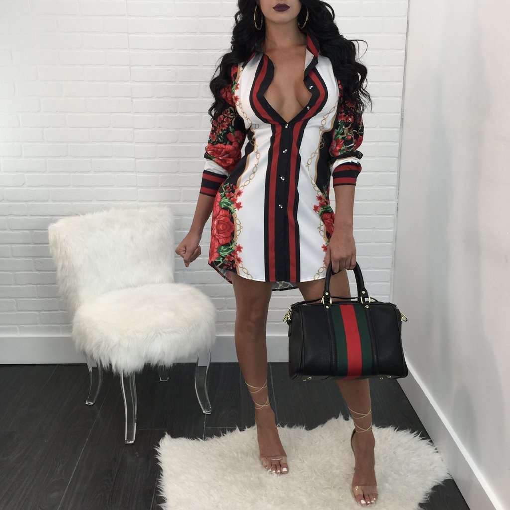 Printed shirt dress multicolor women's clothing undefined