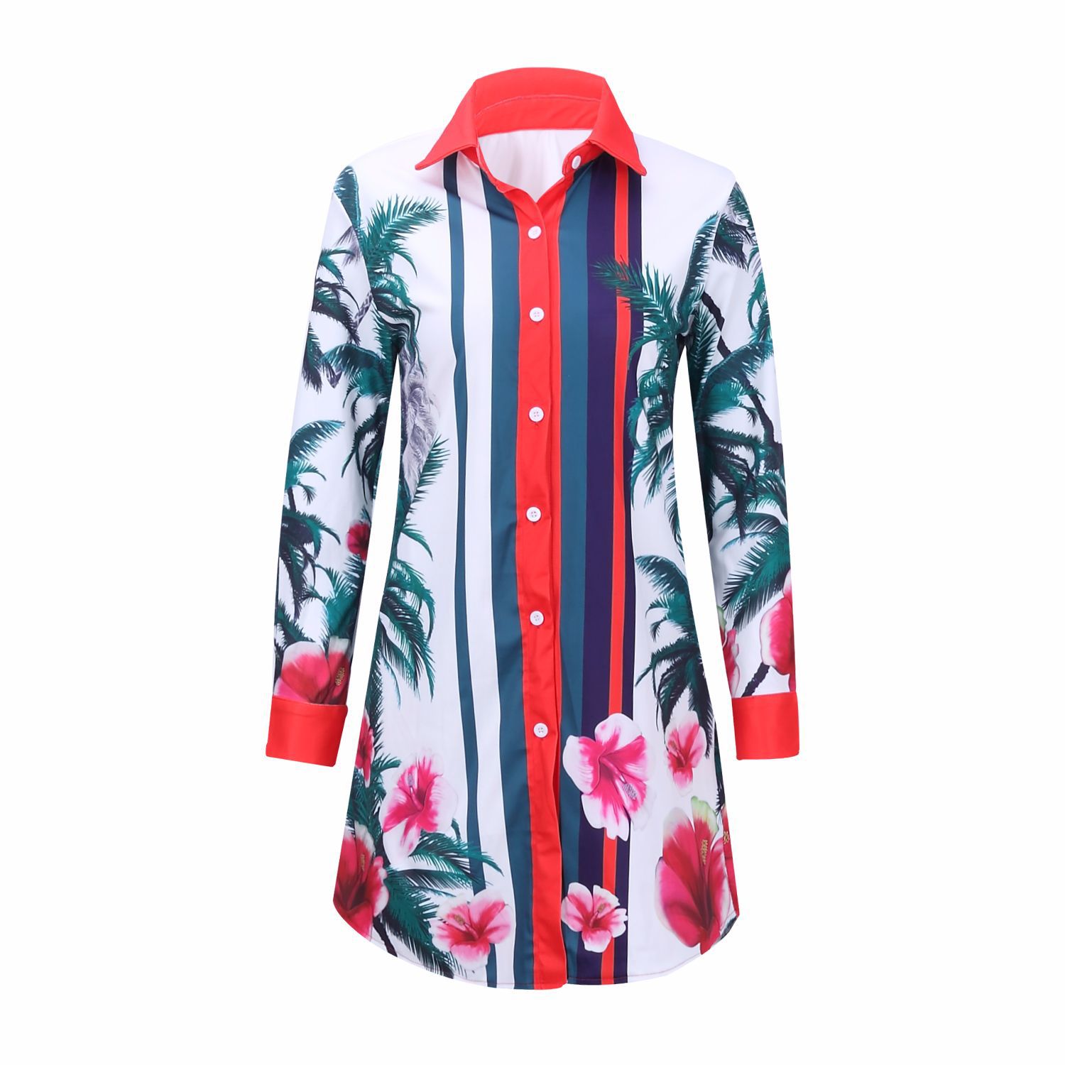 Printed shirt dress multicolor women's clothing undefined