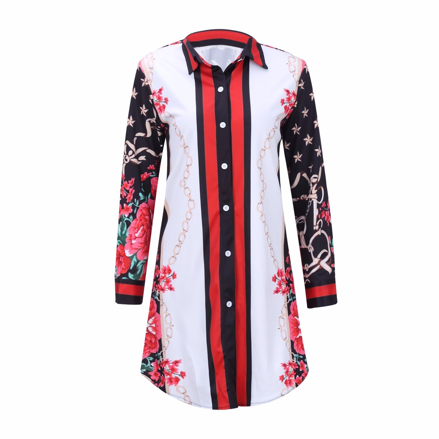 Printed shirt dress multicolor women's clothing undefined